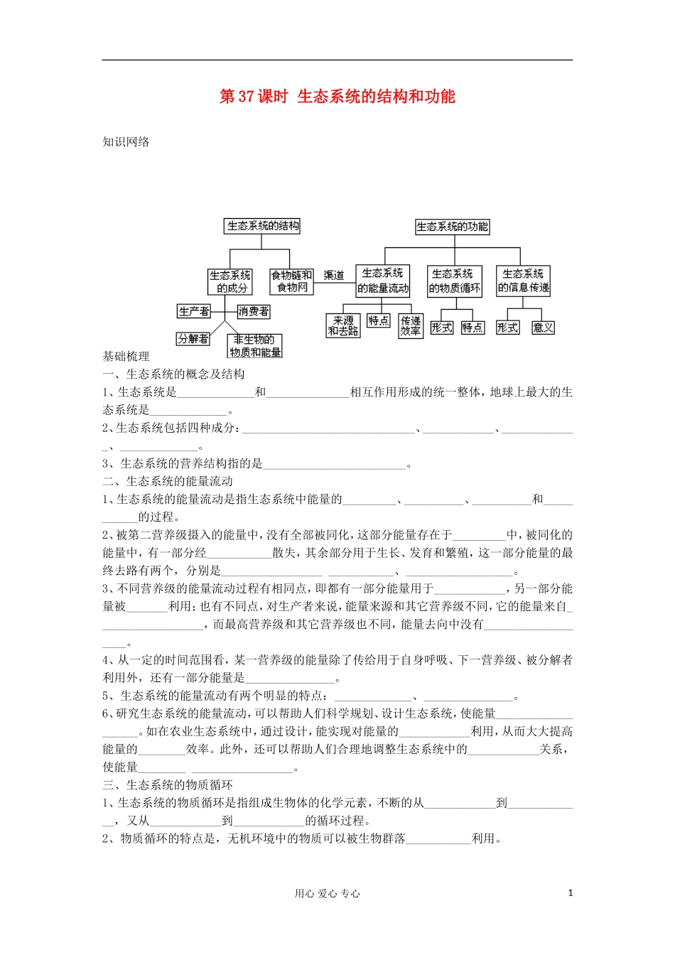 2013高考生物一轮复习 第37课时 生态系统的结构和功能精品学案_第1页