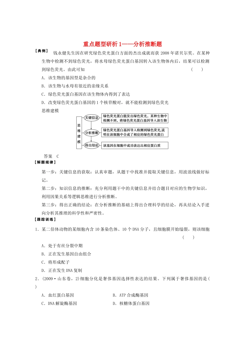 2013高考生物一轮复习 第一单元 考能专项突破教案_第1页