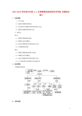 2014-2015学年高中生物 3.2 生物群落的构成同步导学案 苏教版必修3