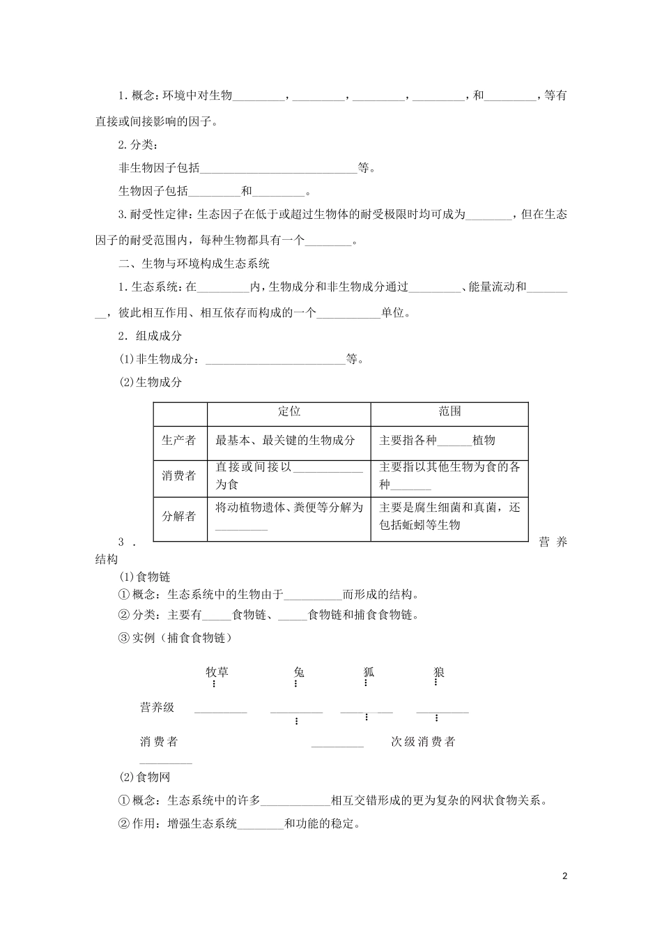 2014-2015学年高中生物 4.1 生态系统和生物圈同步导学案 苏教版必修3_第2页