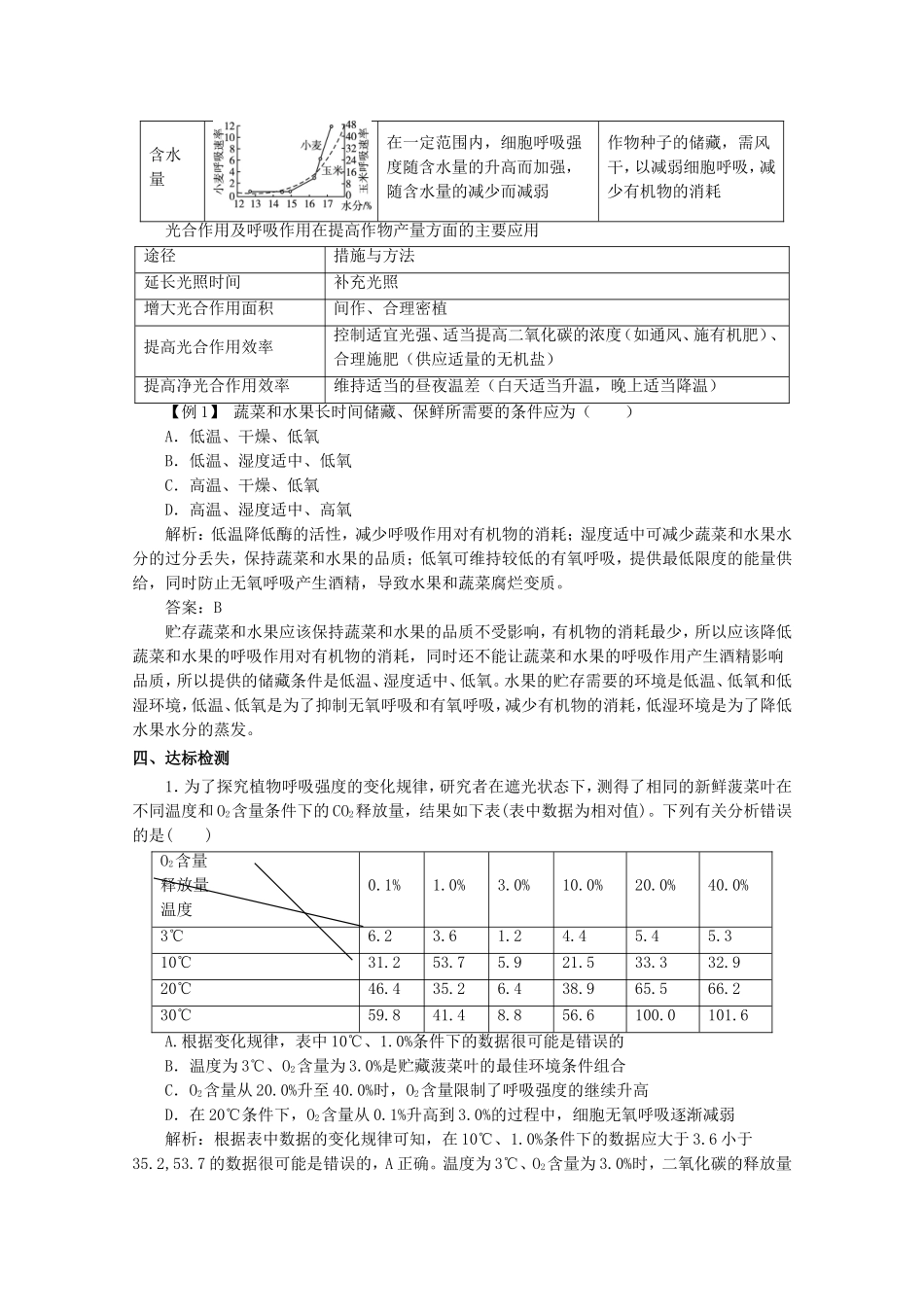 2014-2015学年高中生物 4.3.2 细胞呼吸原理的应用同步导学案 苏教版必修1_第2页
