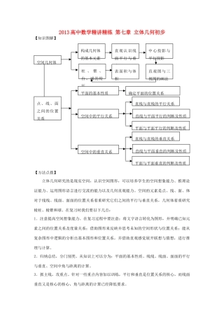 2013高考数学一轮复习精讲精练 第07章 立体几何初步学案 新人教A版
