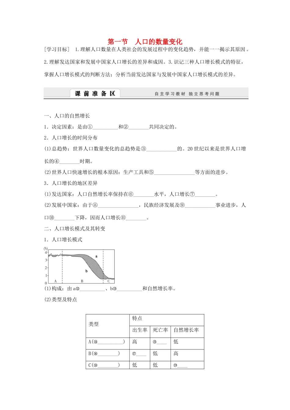 2014-2015高中地理 1.1 人口的数量变化学案 新人教版必修2_第1页