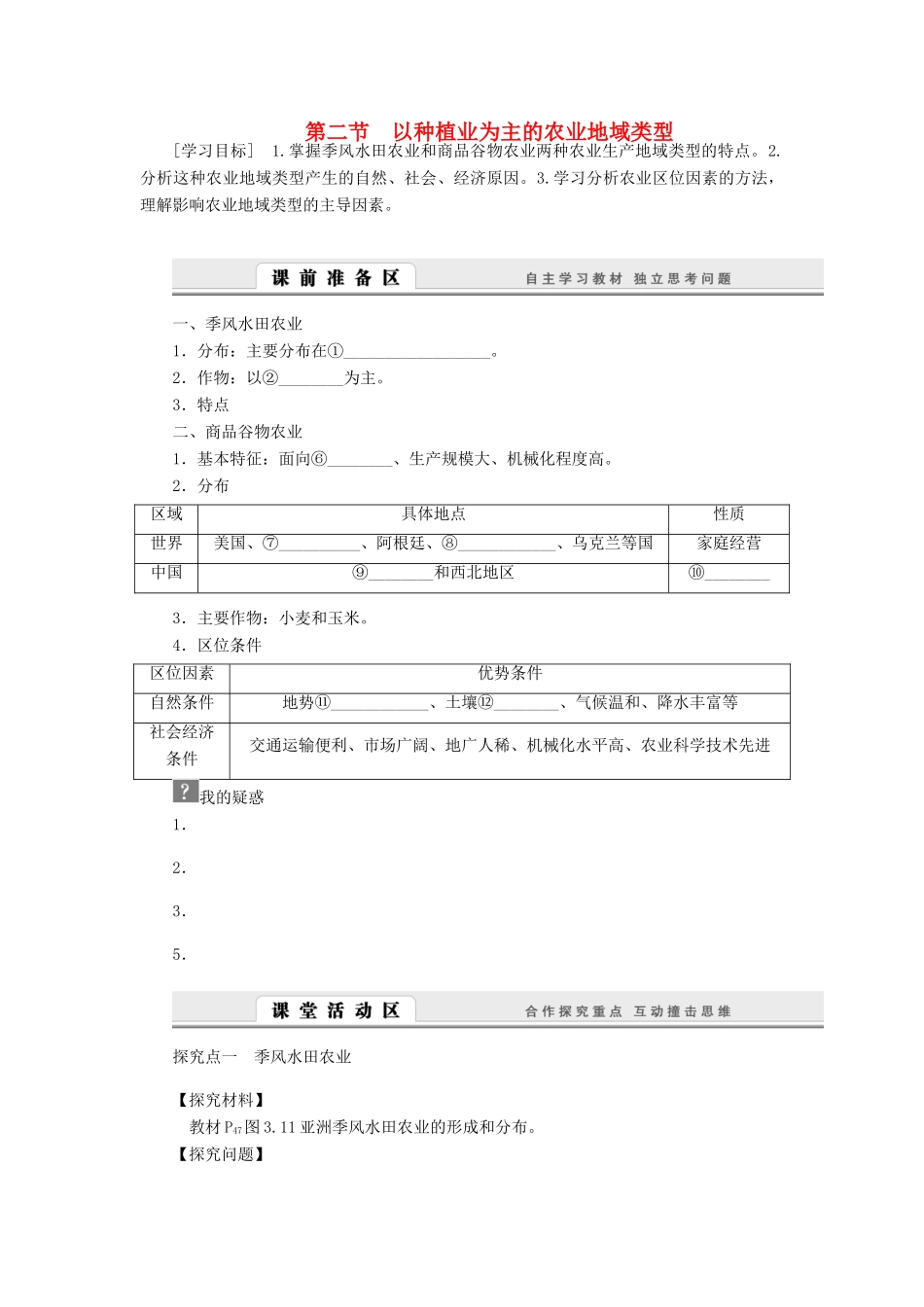 2014-2015高中地理 3.2 以种植业为主的农业地域类型学案 新人教版必修2_第1页