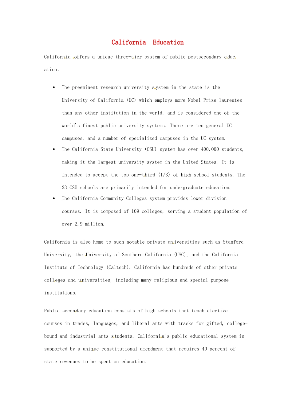 2014-2015学年高中英语 Unit 1 A land of diversity California-education素材 新人教版选修8_第1页