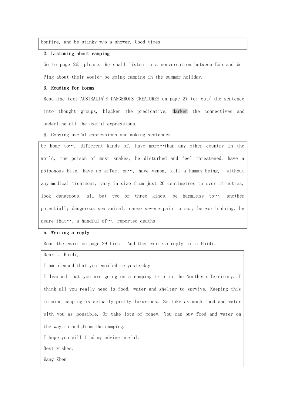 2014-2015学年高中英语 Unit 3 Australia A sample lesson plan for Using Language教案 新人教版选修9_第2页