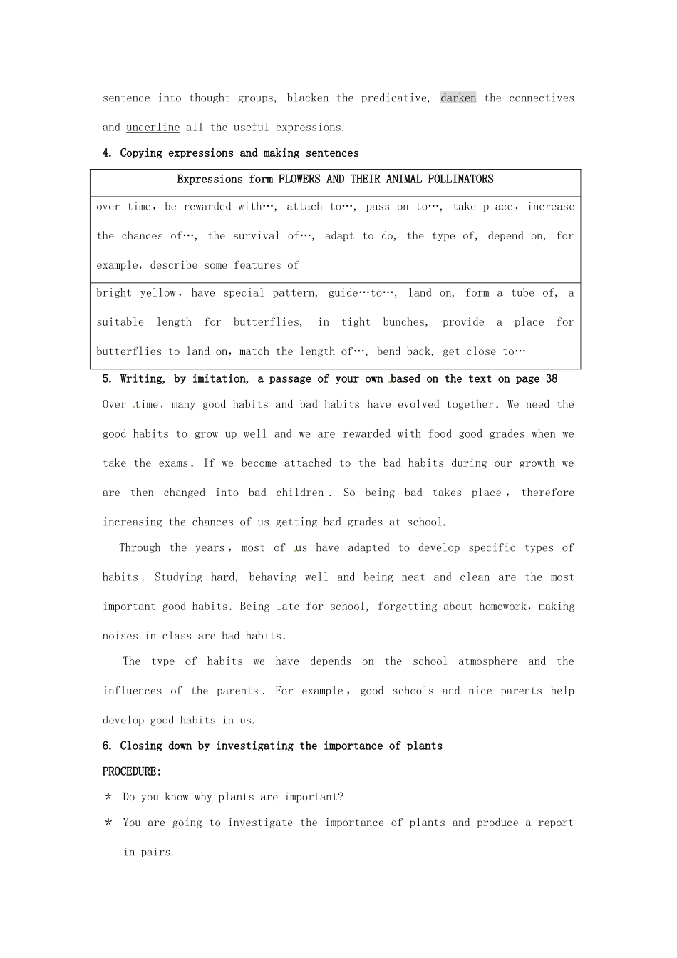 2014-2015学年高中英语 Unit 4 Exploring plants A sample lesson plan for Using Language教案 新人教版选修9_第3页