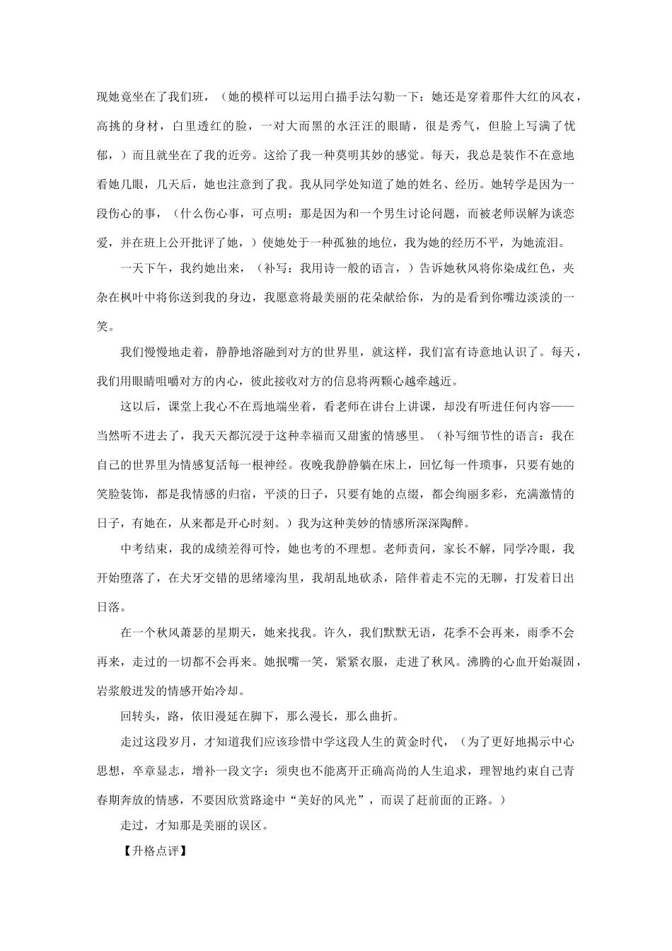 2013高考语文 走过 才知那是美丽的误区——升格作文一例作文素材_第3页