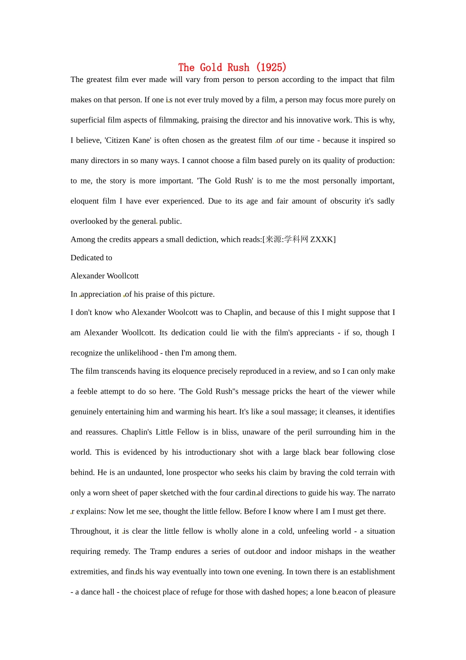 2014-2015高中英语 The Gold Rush素材 新人教版必修4_第1页
