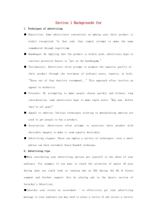 2014-2015学年高中英语 Unit 5 Inside advertising Backgrounds for教案 新人教版选修9