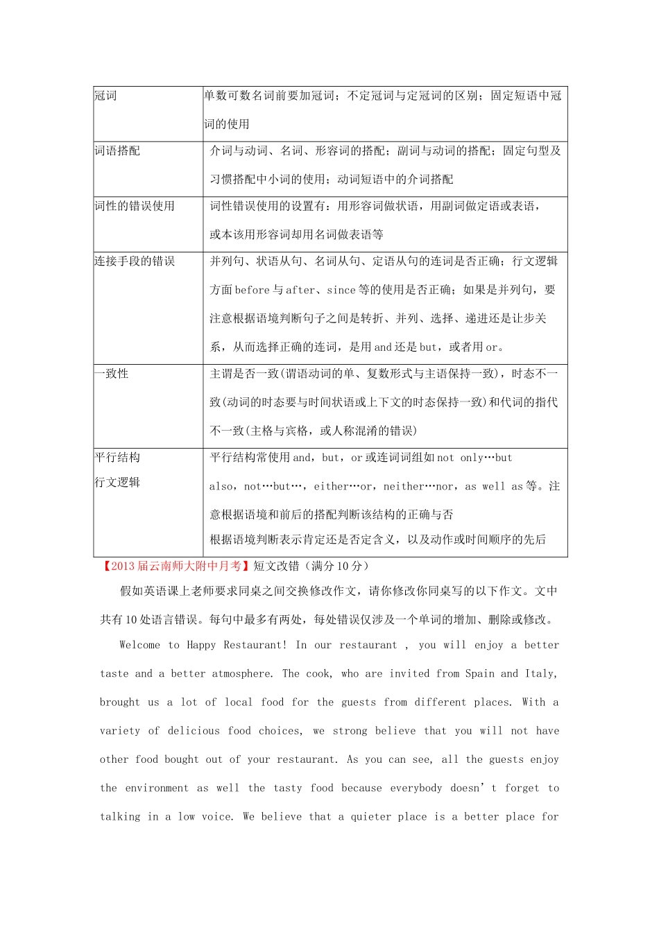 2013高考英语二轮复习 精品资料专题19 短文改错教学案（教师版）_第3页