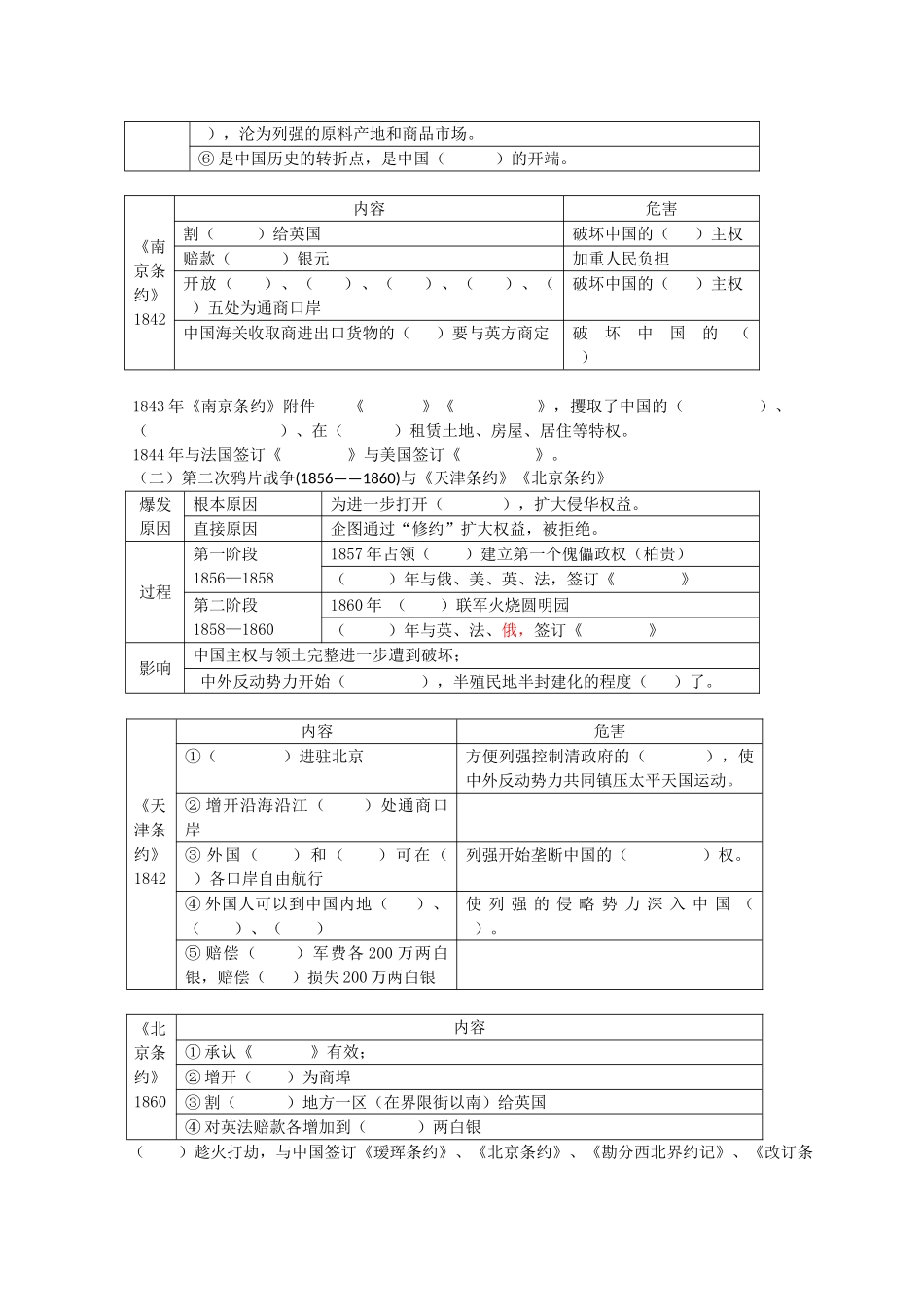 2014届高三历史二轮复习 专题十 内忧外患与中华民族的奋起学案 岳麓版_第2页