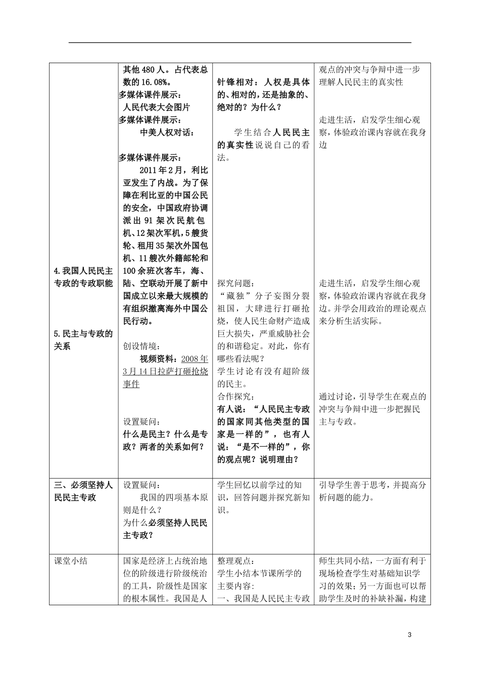 2014-2015学年高中政治 1.1 人民民主专政 本质是人民当家作主教案 新人教版必修2_第3页