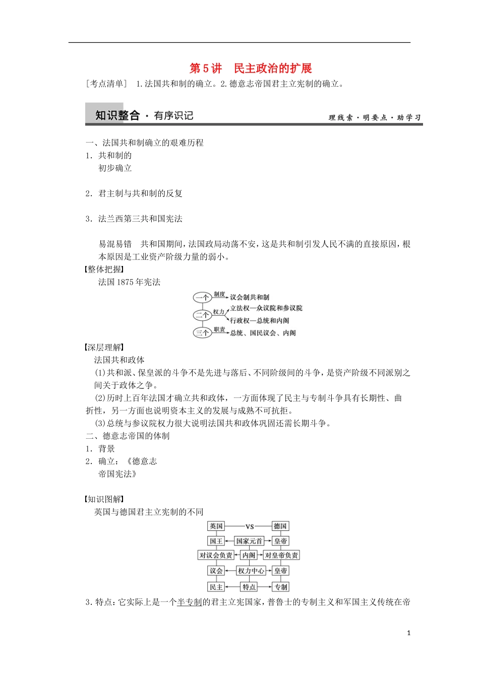 2014届高三历史一轮复习讲义 第5讲 民主政治的扩展 新人教版必修1_第1页
