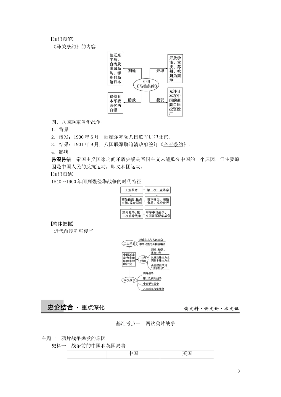 2014届高三历史一轮复习讲义 第6讲 从鸦片战争到八国联军侵华 新人教版必修1_第3页