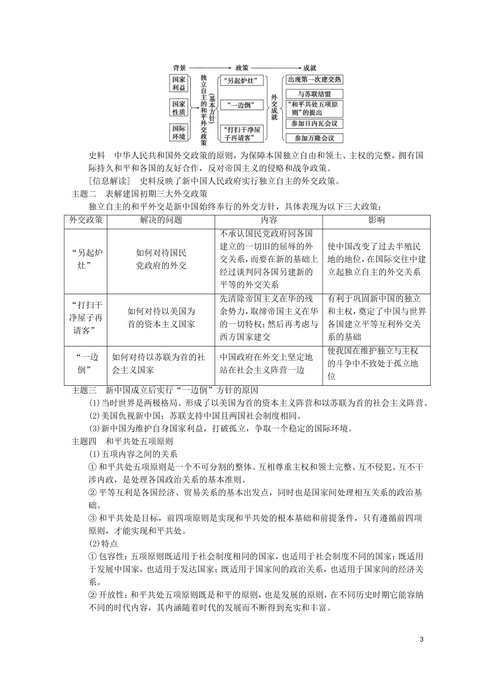 2014届高三历史一轮复习讲义 第11讲 现代中国的对外关系 新人教版必修1_第3页