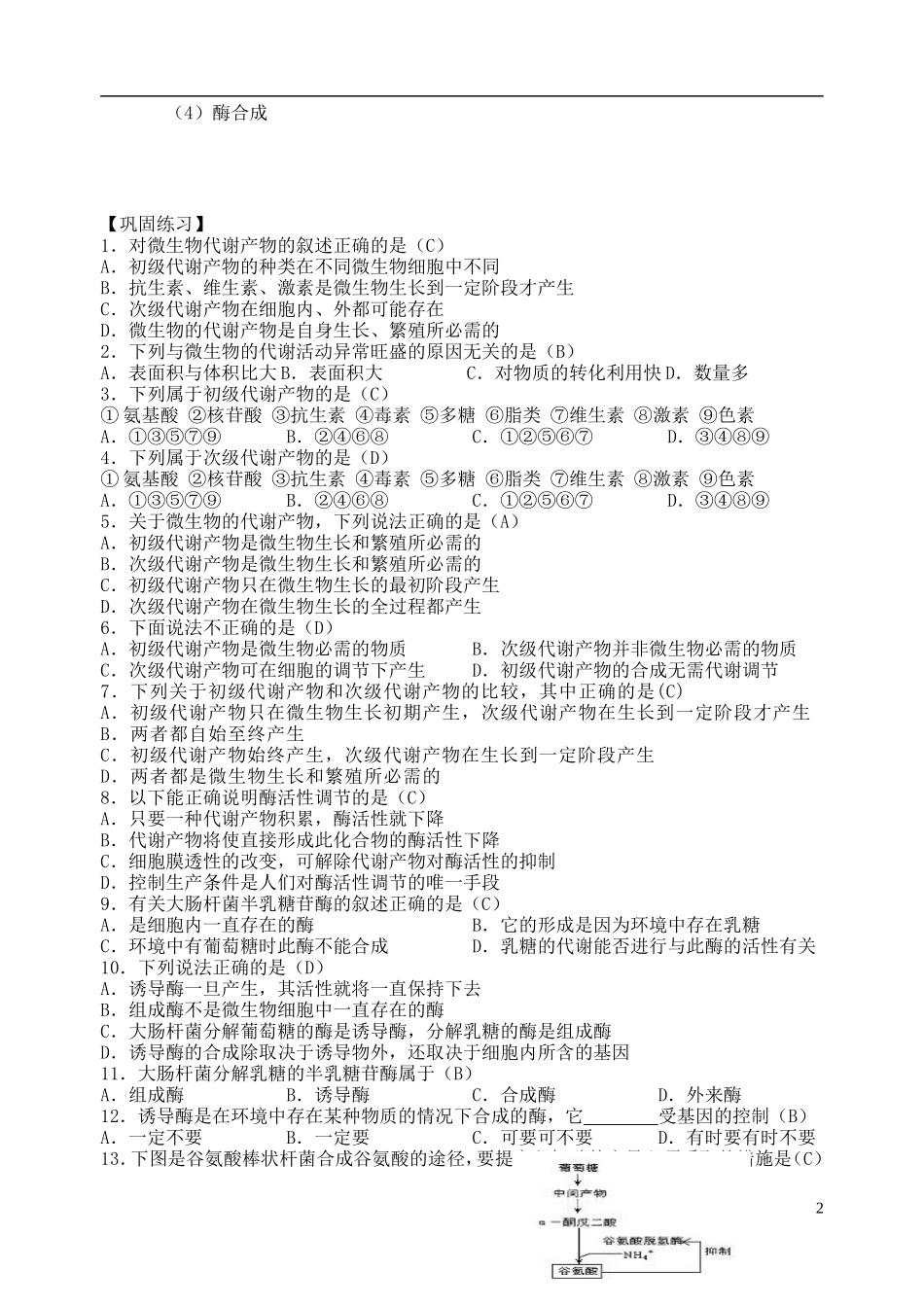 2014年高三生物二轮复习 生命活动的调节 微生物的调节学案 苏教版_第2页