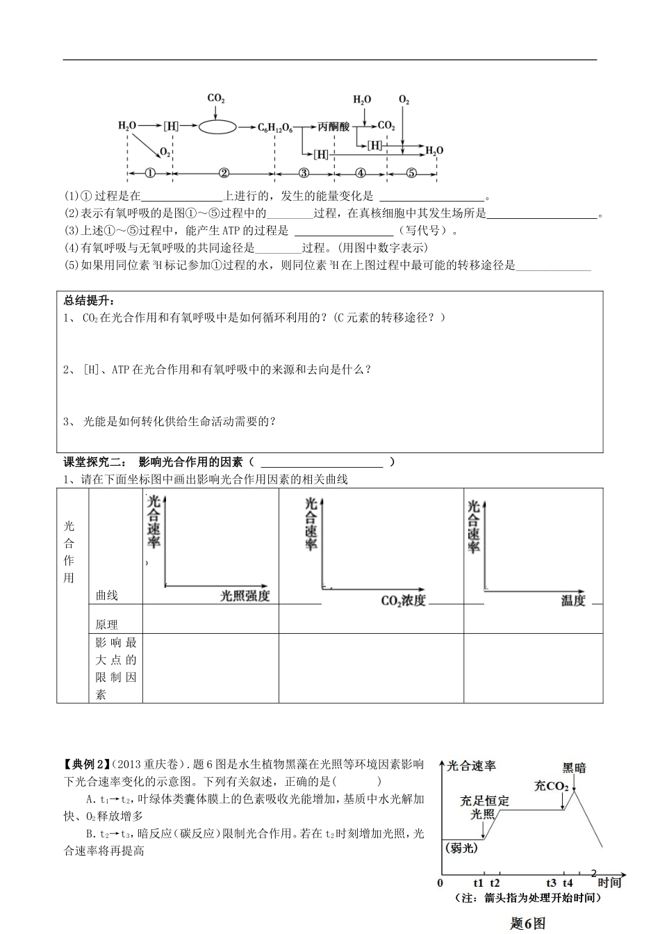 2014年高三生物二轮复习 专题二 细胞代谢 第2讲 光合作用和细胞呼吸学案_第2页