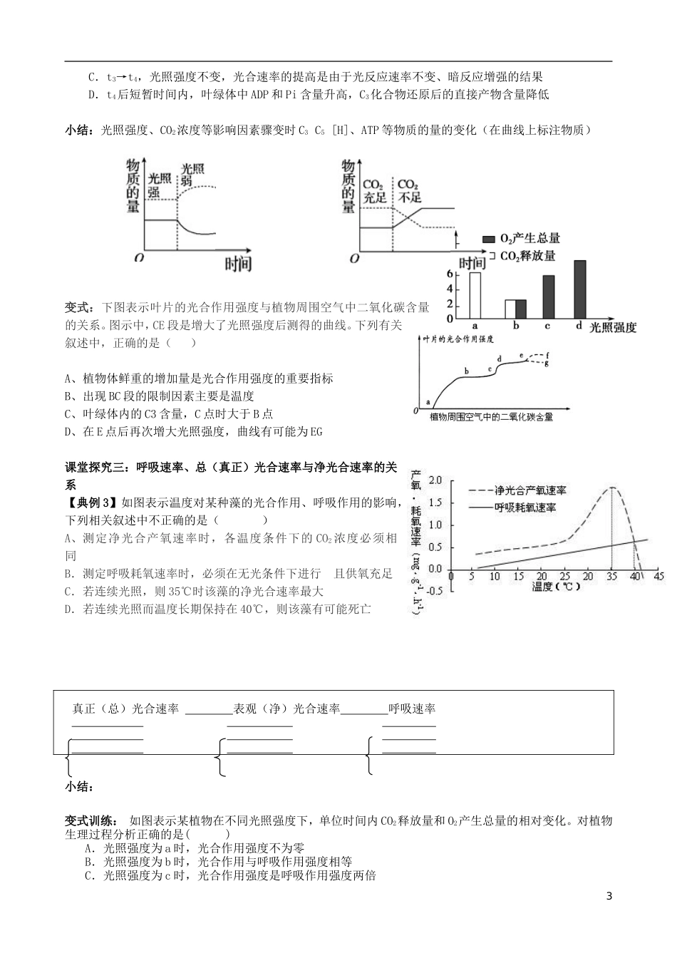 2014年高三生物二轮复习 专题二 细胞代谢 第2讲 光合作用和细胞呼吸学案_第3页