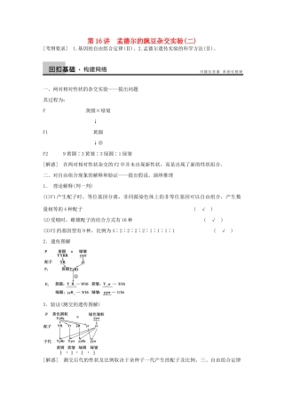 2014届高三生物一轮复习 5.16孟德尔的豌豆杂交实验（二）教学案 新人教版