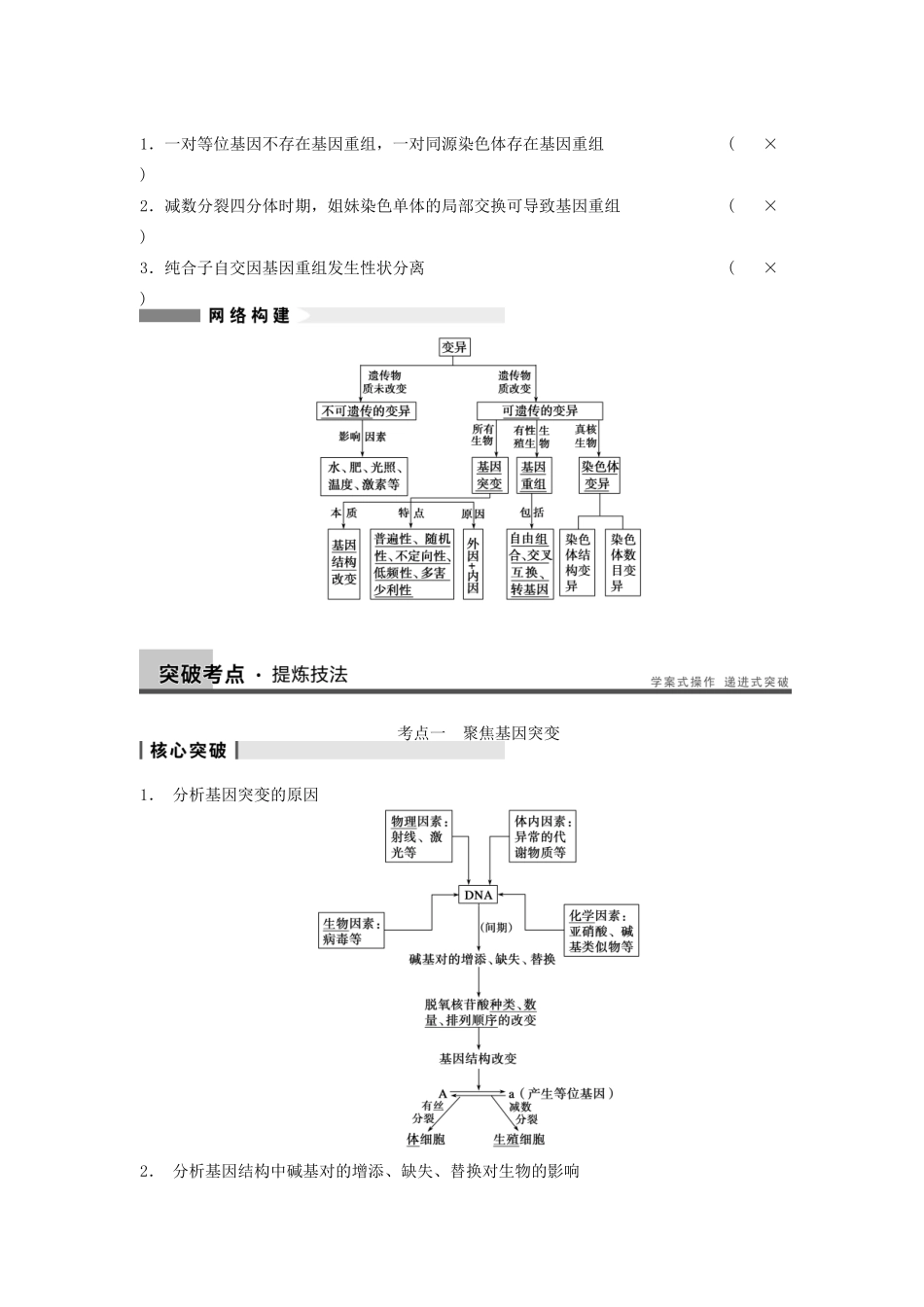 2014届高三生物一轮复习 7.21基因突变和基因重组教学案 新人教版_第3页