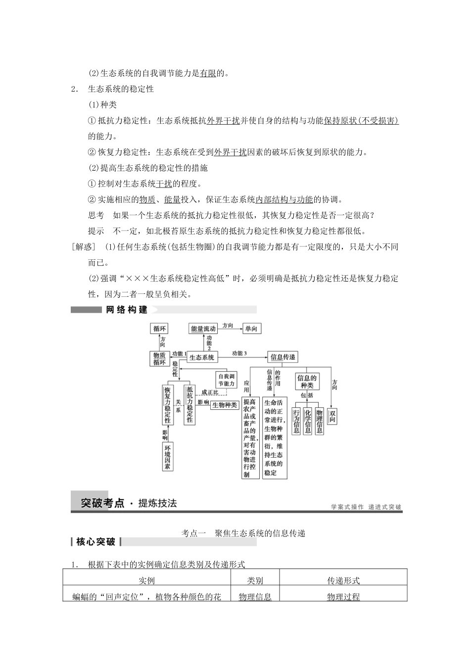 2014届高三生物一轮复习 9.35生态系统的信息传递和稳定性教学案 新人教版_第2页