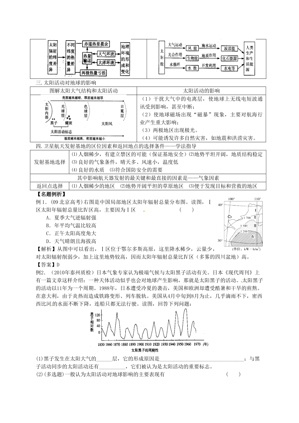 2014届高考地理一轮全程复习方案 第11讲 太阳对地球的影响 湘教版 _第2页