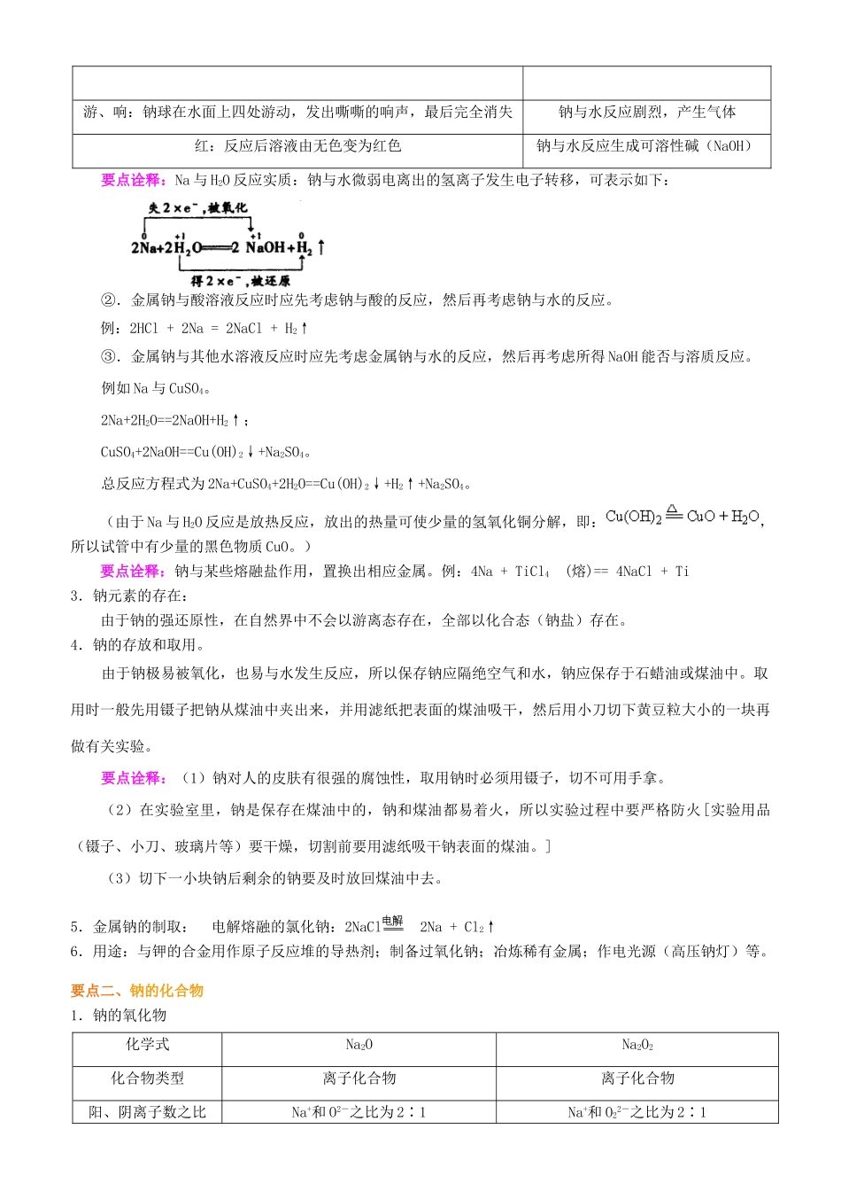 2014年高中化学 钠及其化合物基知识讲解导学案 新人教版必修1_第2页