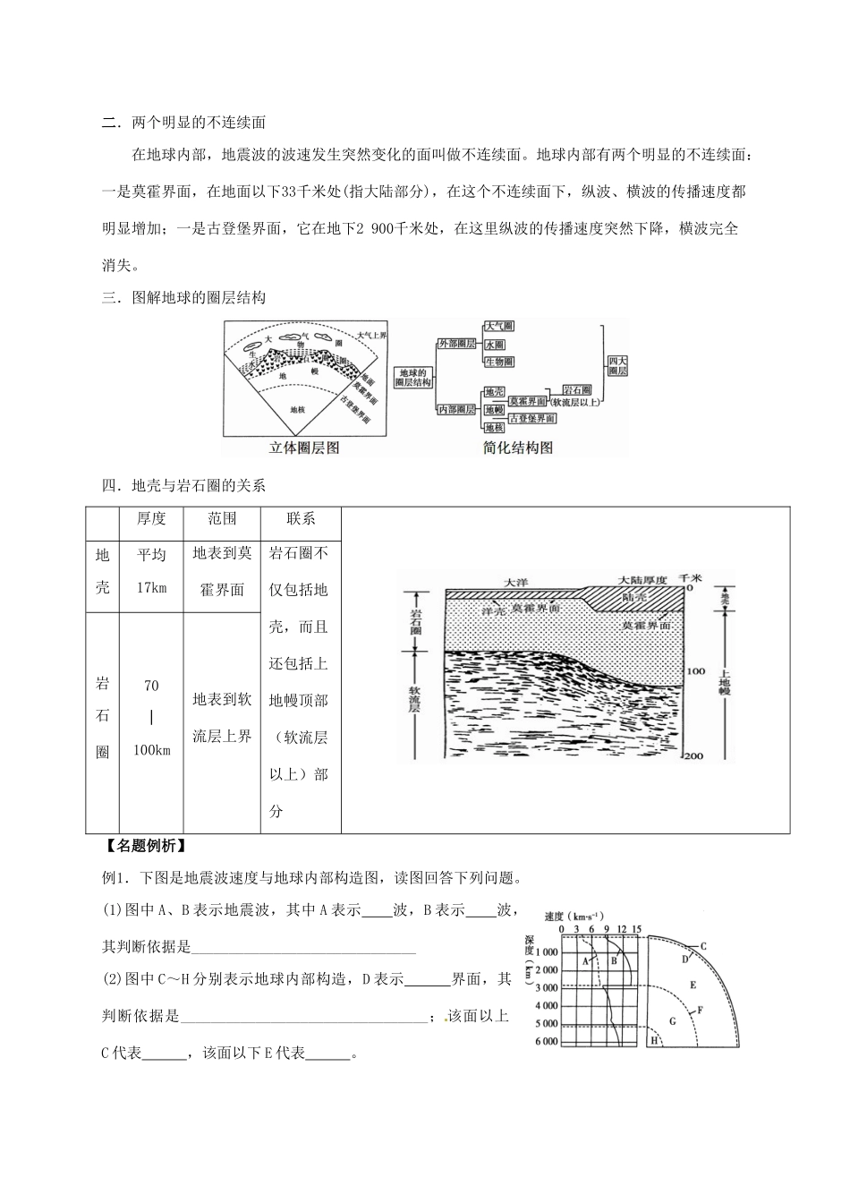 2014届高考地理一轮全程复习方案 第14讲 地球的结构 湘教版 _第2页