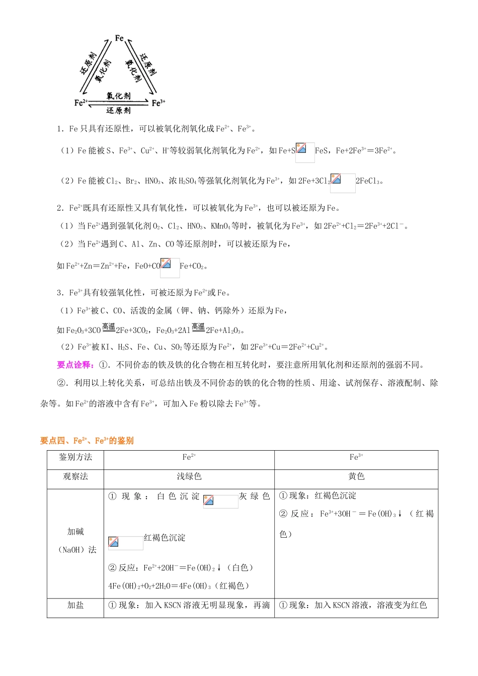 2014年高中化学 铁及其化合物基础知识讲解导学案 新人教版必修1_第3页