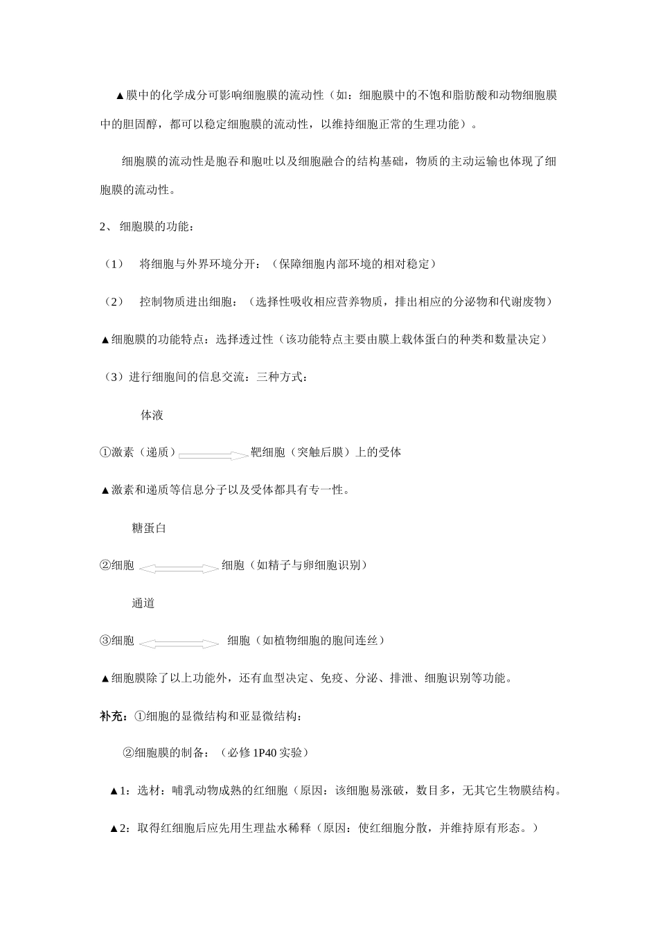 2014届高考生物 细胞的结构和物质跨膜运输基础知识归类_第2页