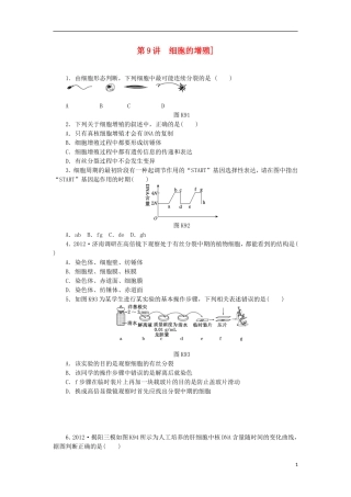 2014届高三生物一轮复习 第9讲 细胞的增殖（含解析）浙科版