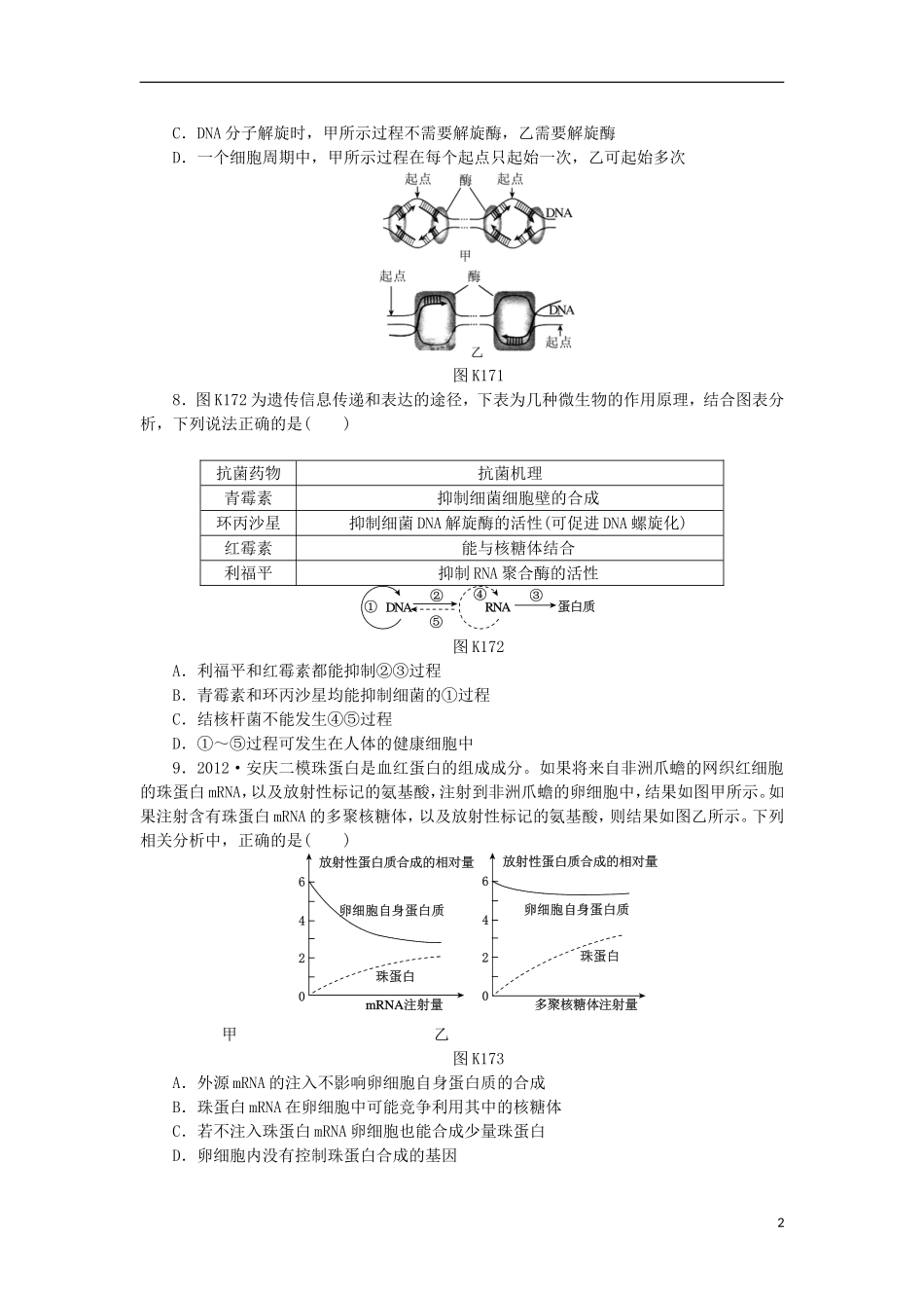 2014届高三生物一轮复习 第17讲 遗传信息的表达（含解析）浙科版_第2页