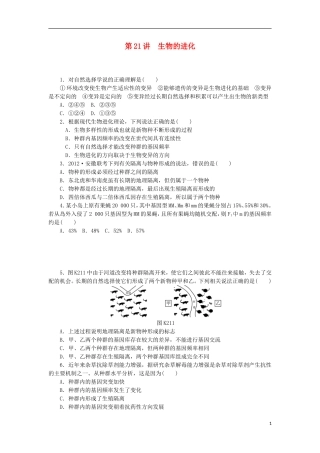 2014届高三生物一轮复习 第21讲 生物的进化（含解析）浙科版