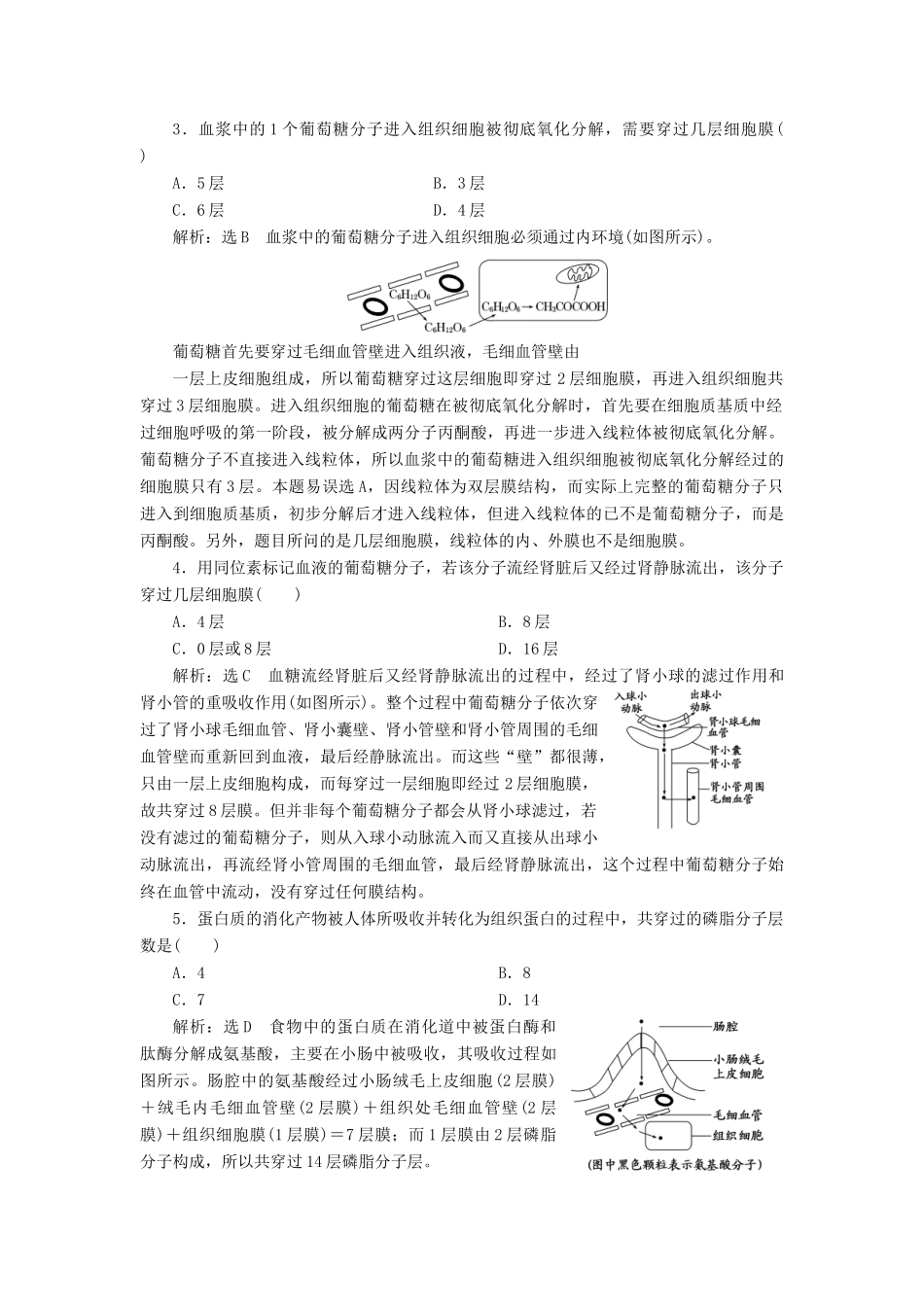 2014届高三生物一轮复习 专题培优课 巧用模型分析物质穿膜问题 新人教版_第3页