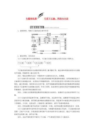 2014届高三生物一轮复习 专题培优课 巧用下丘脑，网控内分泌 新人教版