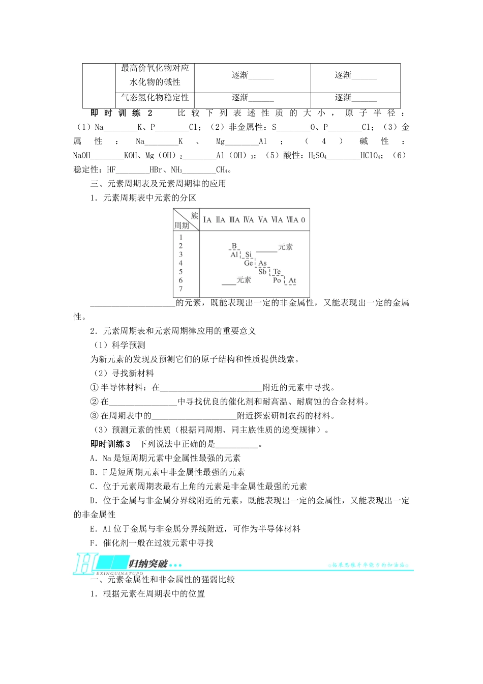 2014届高考化学一轮复习 第五单元物质结构 元素周期律第2节元素周期律考纲点击教学案_第3页