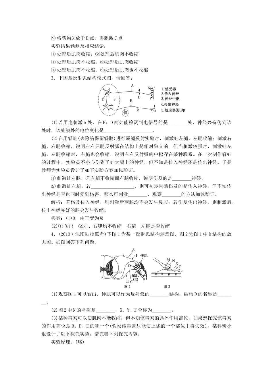 2014届高三生物一轮复习 专题培优课 兴奋传导方向的实验探究 新人教版_第3页