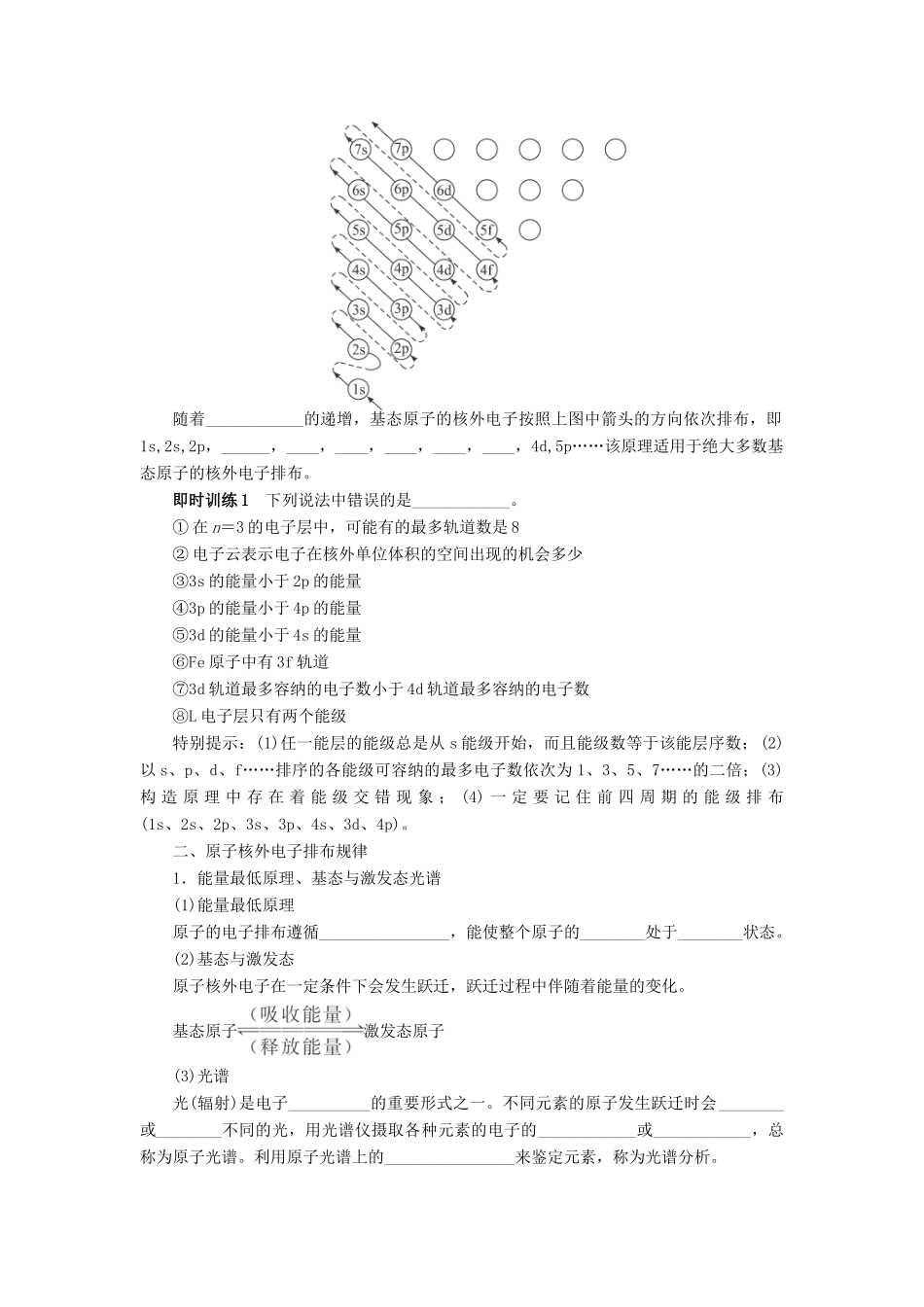 2014届高考化学一轮复习 物质结构与性质第1节原子结构与性质考纲点击教学案_第2页