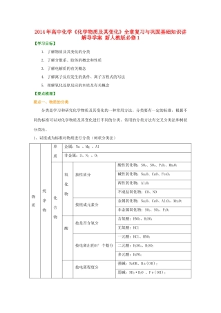 2014年高中化学《化学物质及其变化》全章复习与巩固基础知识讲解导学案 新人教版必修1
