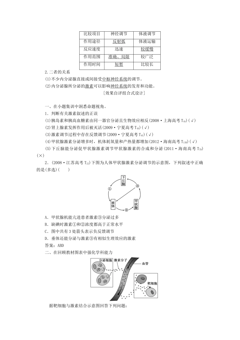 2014届高考生物一轮教师用书 第1单元 第3讲 激素调节及其与神经调节的关系教案 新人教版必修3_第2页