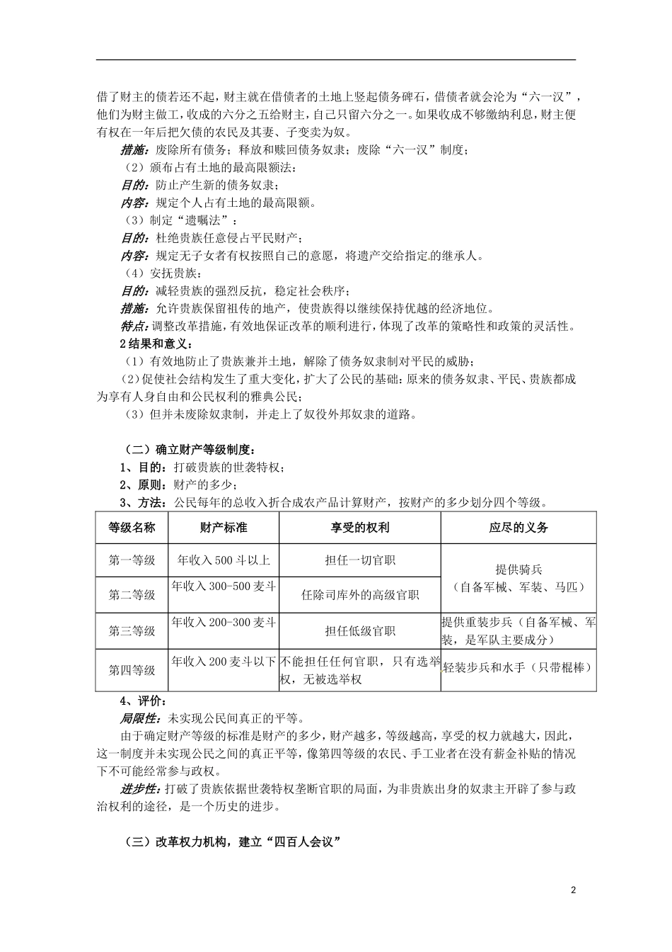 2014年高中历史 1.2 除旧布新的梭伦改革同步教案 新人教版选修1_第2页