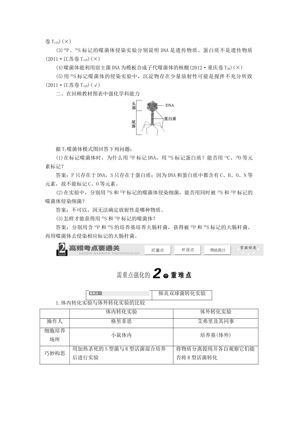 2014届高考生物一轮教师用书 第2单元 第1讲 DNA是主要的遗传物质教案 新人教版必修2_第3页