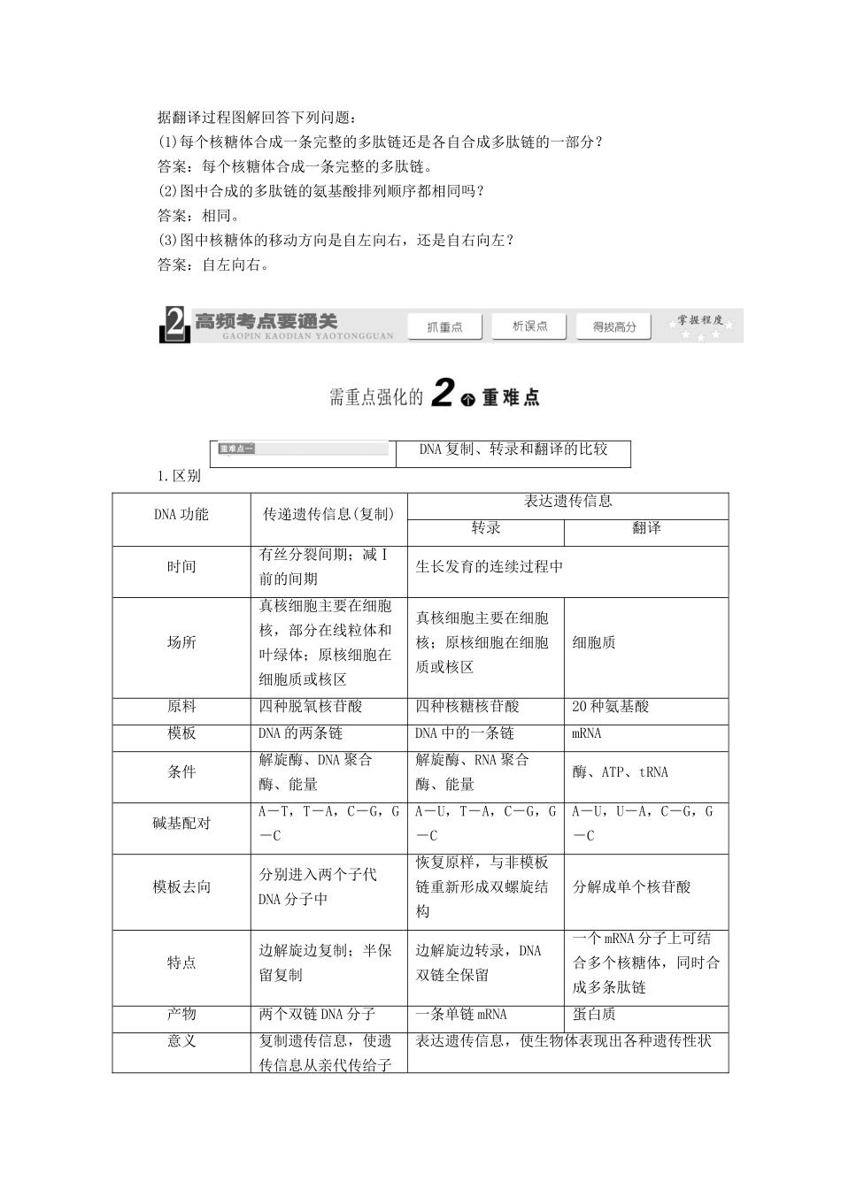 2014届高考生物一轮教师用书 第2单元 第3讲 基因的表达教案 新人教版必修2_第3页