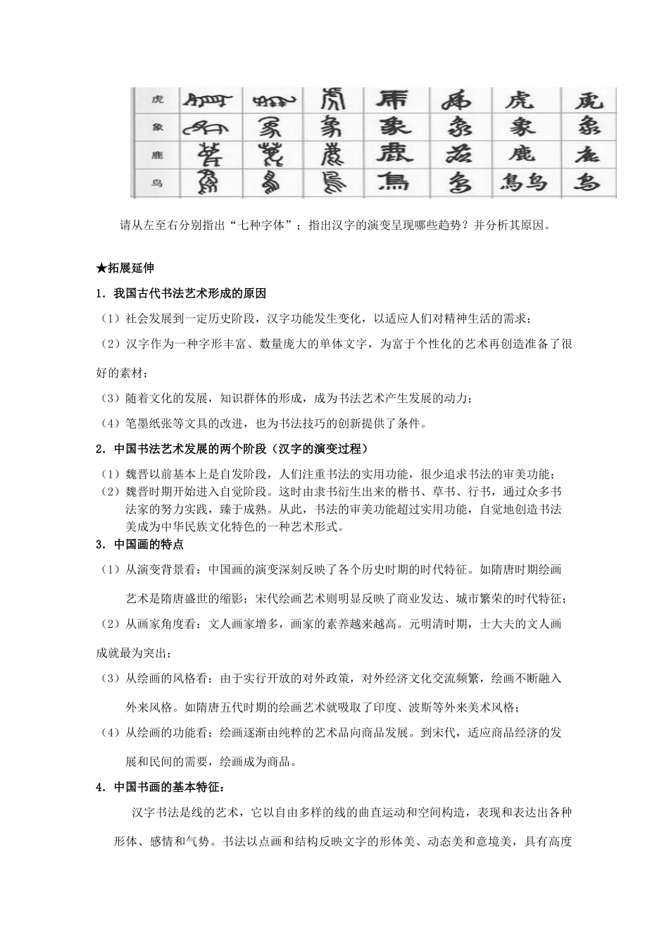 2014届高考历史一轮复习 2.2 中国古代的艺术学案 人民版必修3_第3页