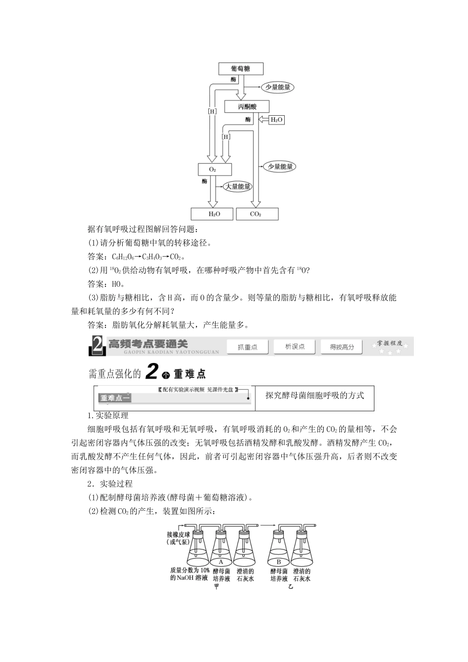 2014届高考生物一轮教师用书 第3单元 第2讲 ATP的主要来源 细胞呼吸教案 新人教版必修1_第3页