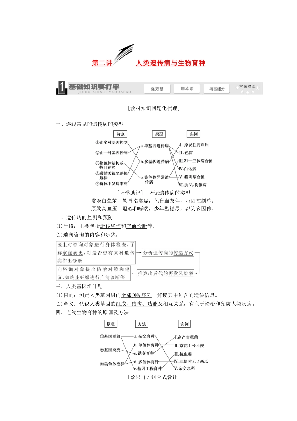 2014届高考生物一轮教师用书 第3单元 第2讲 人类遗传病与生物育种教案 新人教版必修2_第1页