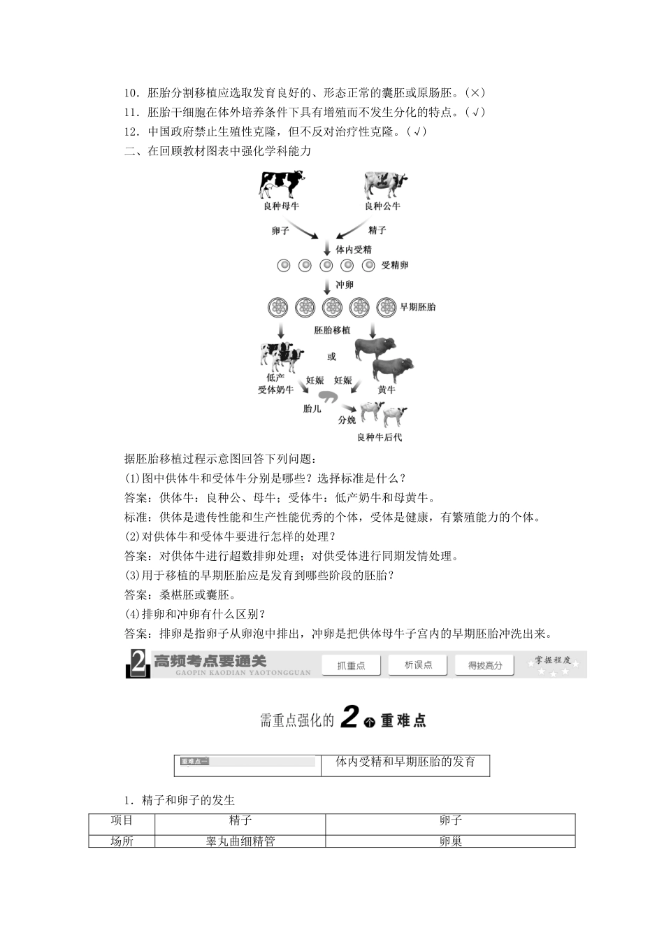 2014届高考生物一轮教师用书 第3讲 胚胎工程及生物技术的安全性和伦理问题教案 新人教版选修3_第3页