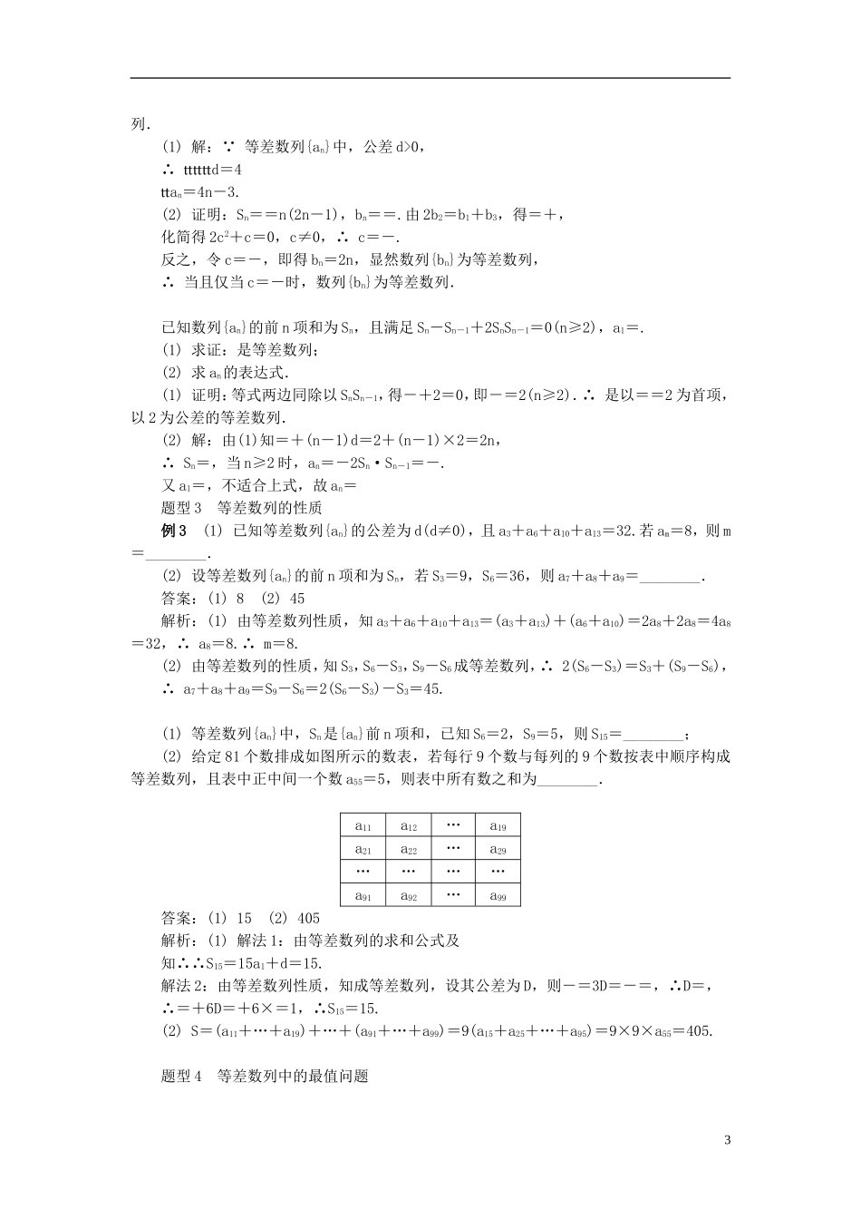 2014届高三数学总复习 5.2等差数列教案 新人教A版_第3页