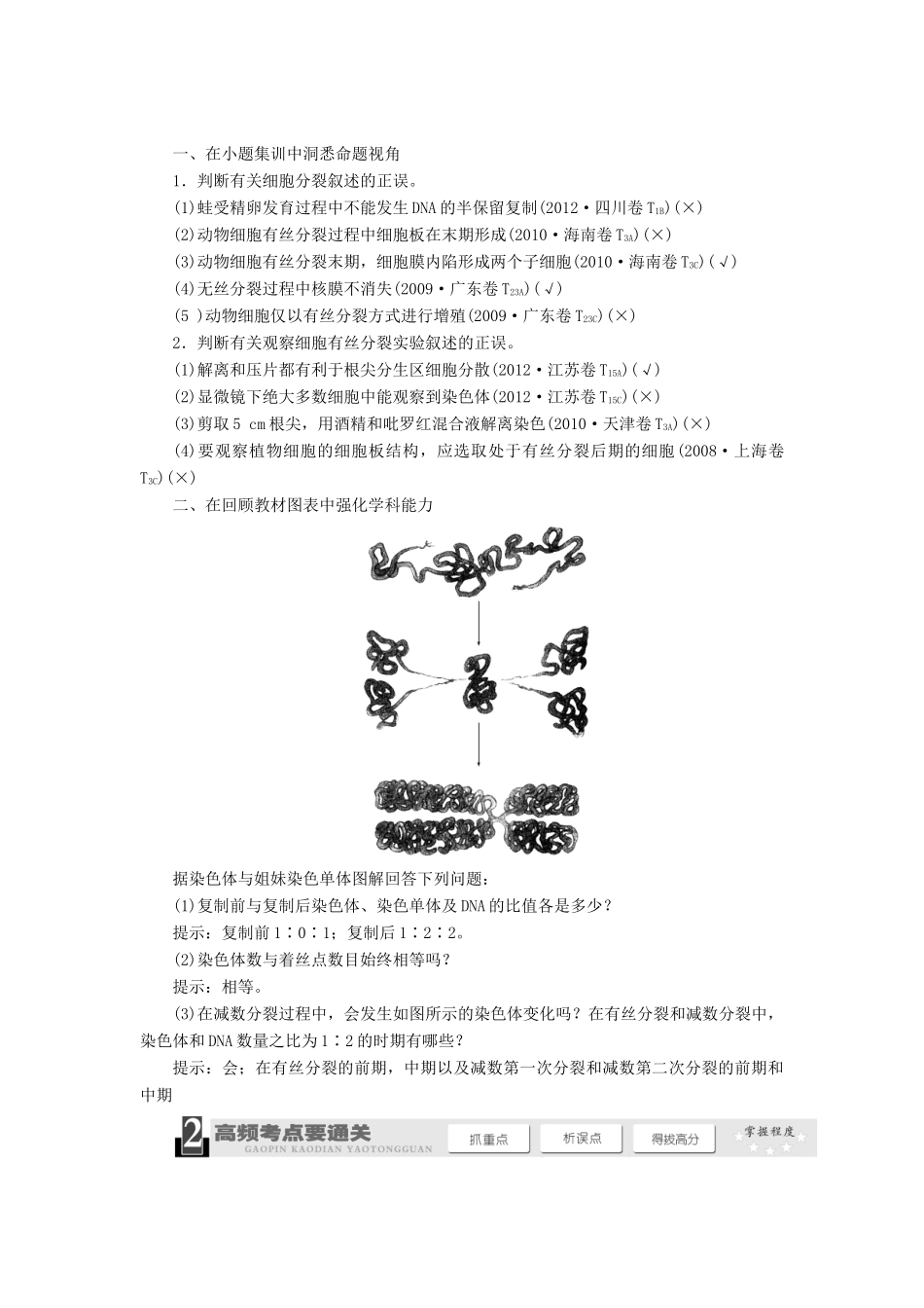 2014届高考生物一轮教师用书 第4单元 第1讲 细胞的增殖教案 新人教版必修1_第3页